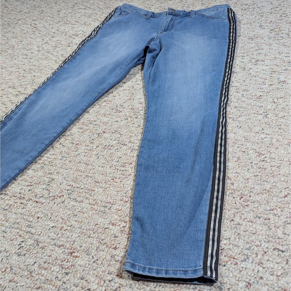 Maison Jules Skinny Ankle Jeans Womens 10/30 Light Wash Denim Hem Stripe Stretch - Picture 2 of 10